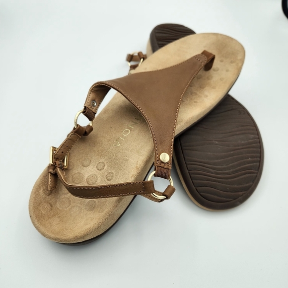 Vionic Kirra Womens Brown Leather Toe Post Open Toe Sandals Size 11 - Picture 3 of 5